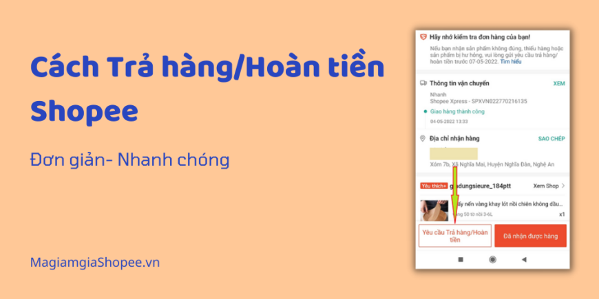 Cách Trả hàng/Hoàn tiền Shopee
