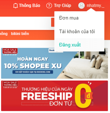 Đăng xuất tài khoản Shopee trên máy tính