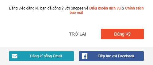 đăng ký tài khoản shopee bằng email facebook