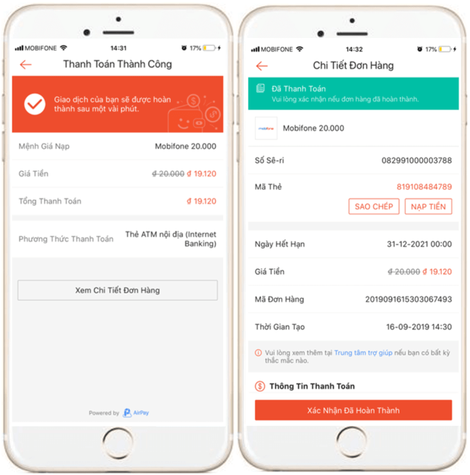 Mua mã thẻ điện thoại Shopee