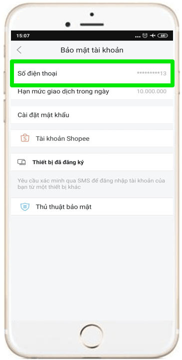 Cách đổi số điện thoại Airpay