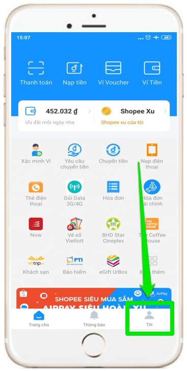 Đổi số điện thoại Airpay