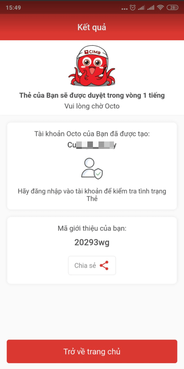Hướng dẫn mở thẻ visa ảo OctoFast CIMB Bank