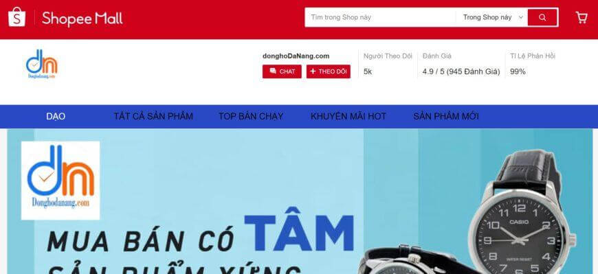 đồng hồ chính hãng trên Shopee