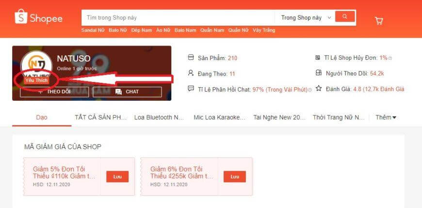 shop yêu thích trên shopee là gì 