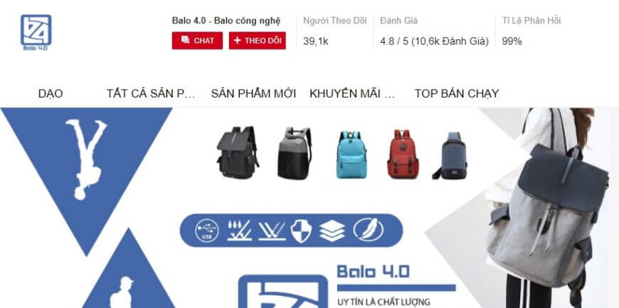 shop bán balo đẹp trên shopee 