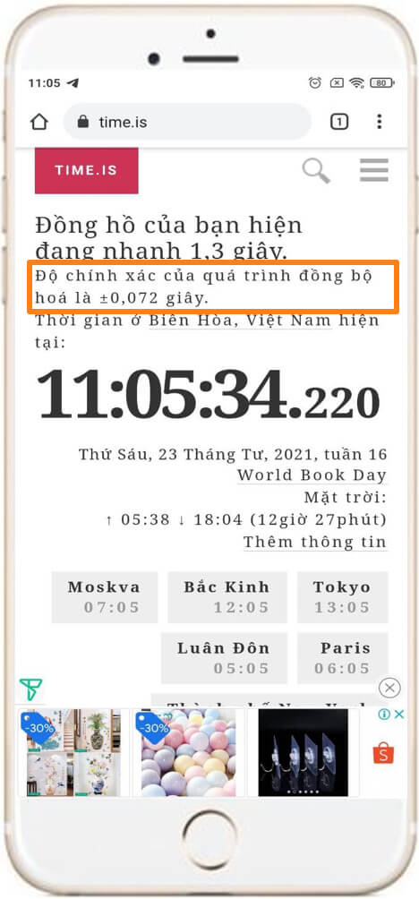 Cài đặt time.is
