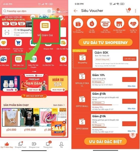 Lấy mã giảm giá tại trang tổng hợp mã của Shopee
