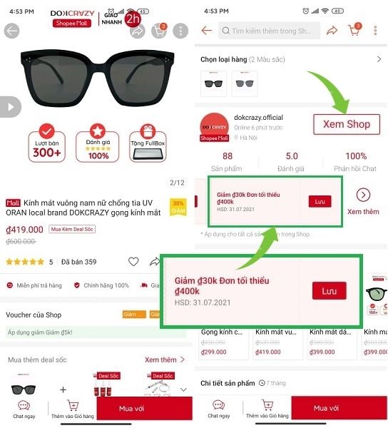 Lấy mã giảm giá từ Shop