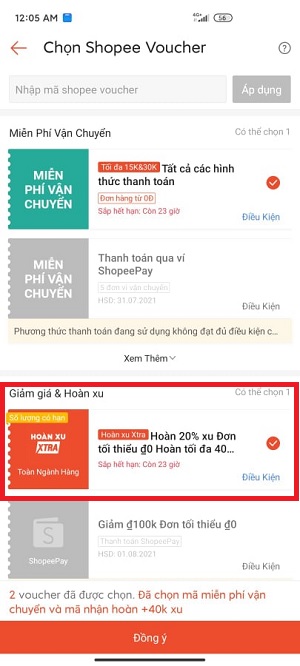 Cách dùng mã hoàn xu Shopee