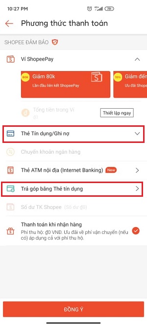 Ưu đãi thẻ tín dụng trên Shopee