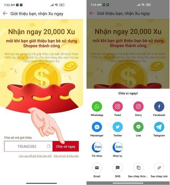 Giới thiệu tài khoản Shopee mới, nhận ngay 20K Shopee xu