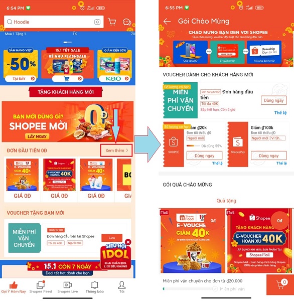 Tài khoản mới Shopee