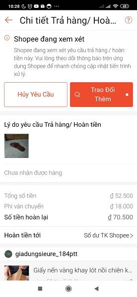 Shopee đổi trả hoàn tiền 