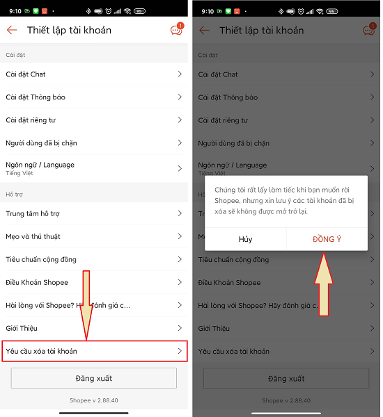 Cách xóa tài khoản Shopee 