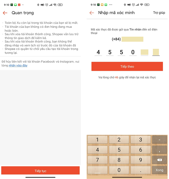 Cách xóa tài khoản Shopee