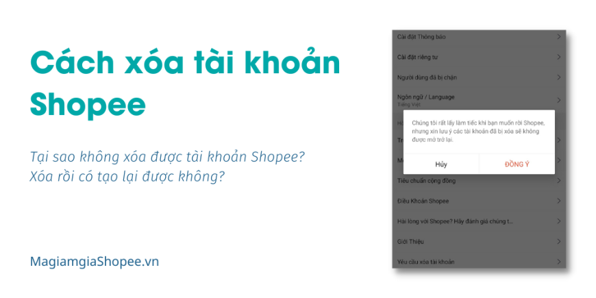 Cách xóa tài khoản Shopee