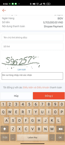 Thanh toán Shopee bằng ATM