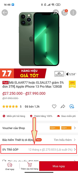 Cách mua hàng trả góp trên Shopee 