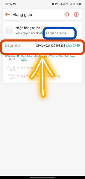 lấy mã vận đơn shopee