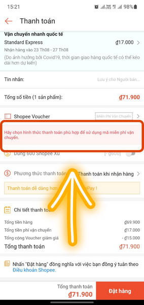 tại sao không áp dụng được voucher shopee