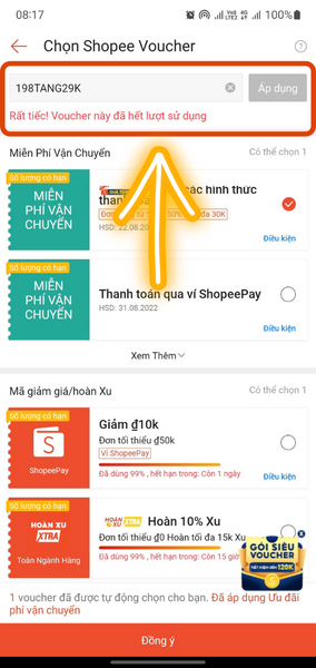 tại sao không áp được mã shopee