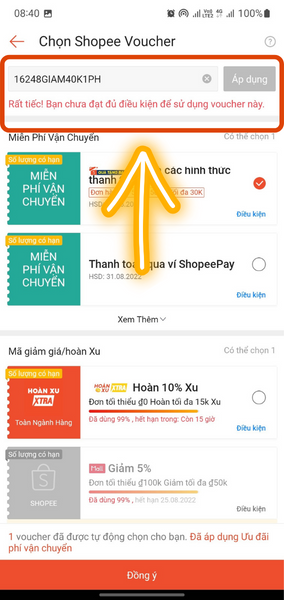tại sao không dùng được voucher shopee