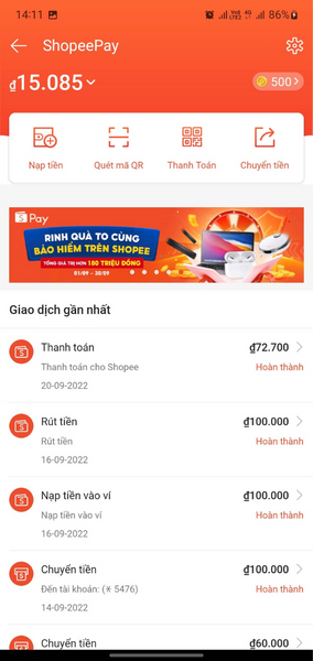 hướng dẫn nạp tiền ví shopeepay