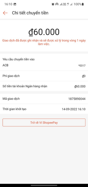 rút tiền từ Shopeepay