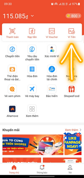 rút tiền từ shopee về tài khoản