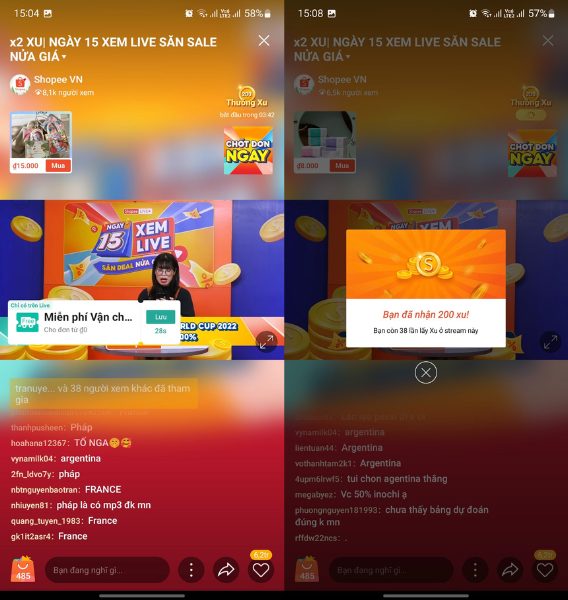 kiếm xu khi xem livestream shopee