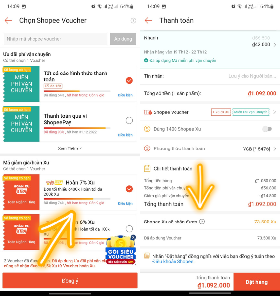 nhận xu trên shopee