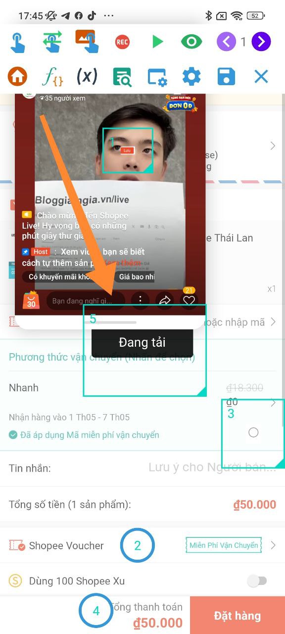 Hướng dẫn dùng Autoclick Macro săn mã Shopee Live