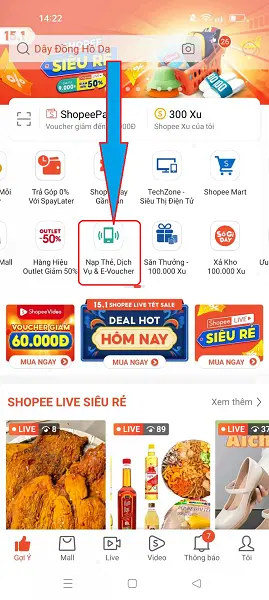 Thanh toán hóa đơn Internet trên Shopee