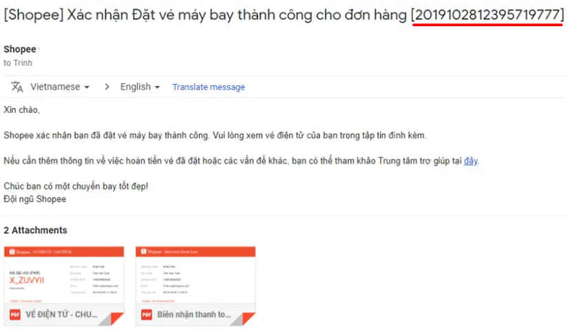 xuất hóa đơn vat vé máy bay shopee