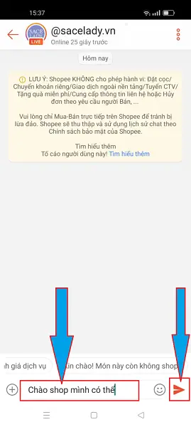 Chat với shop trên Shopee 4