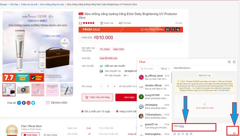 Chat với shop trên Shopee 8