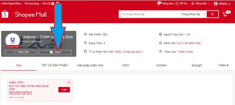 Chat với shop trên Shopee 9