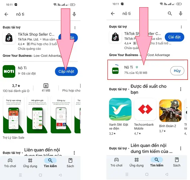 App Nô Tì 11
